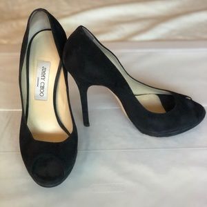 💲⬇️Jimmy Choo black suede peep toe
